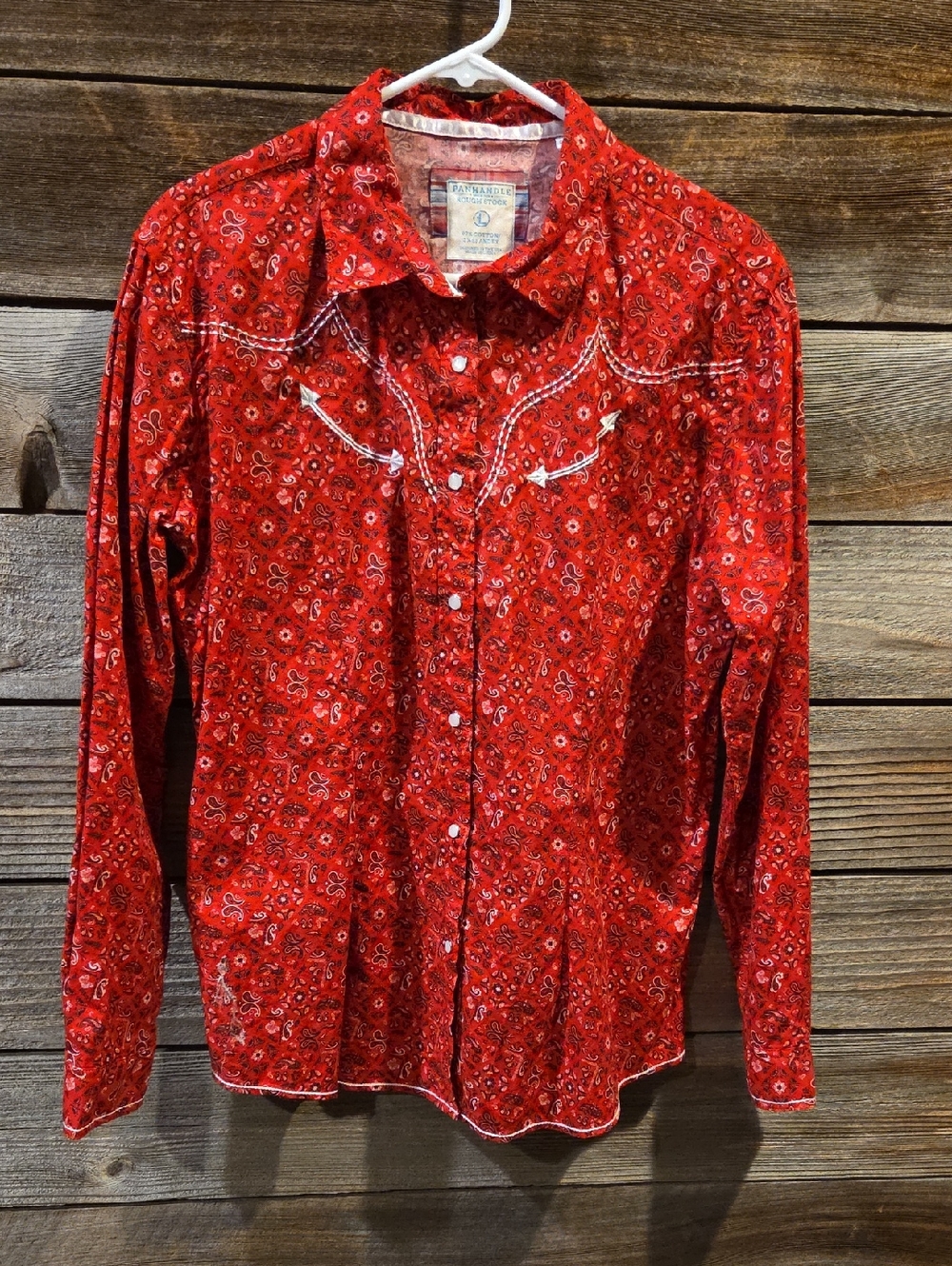 Panhandle Slim Rough Stock Women's Bandana Print  Western Shirt Size Large